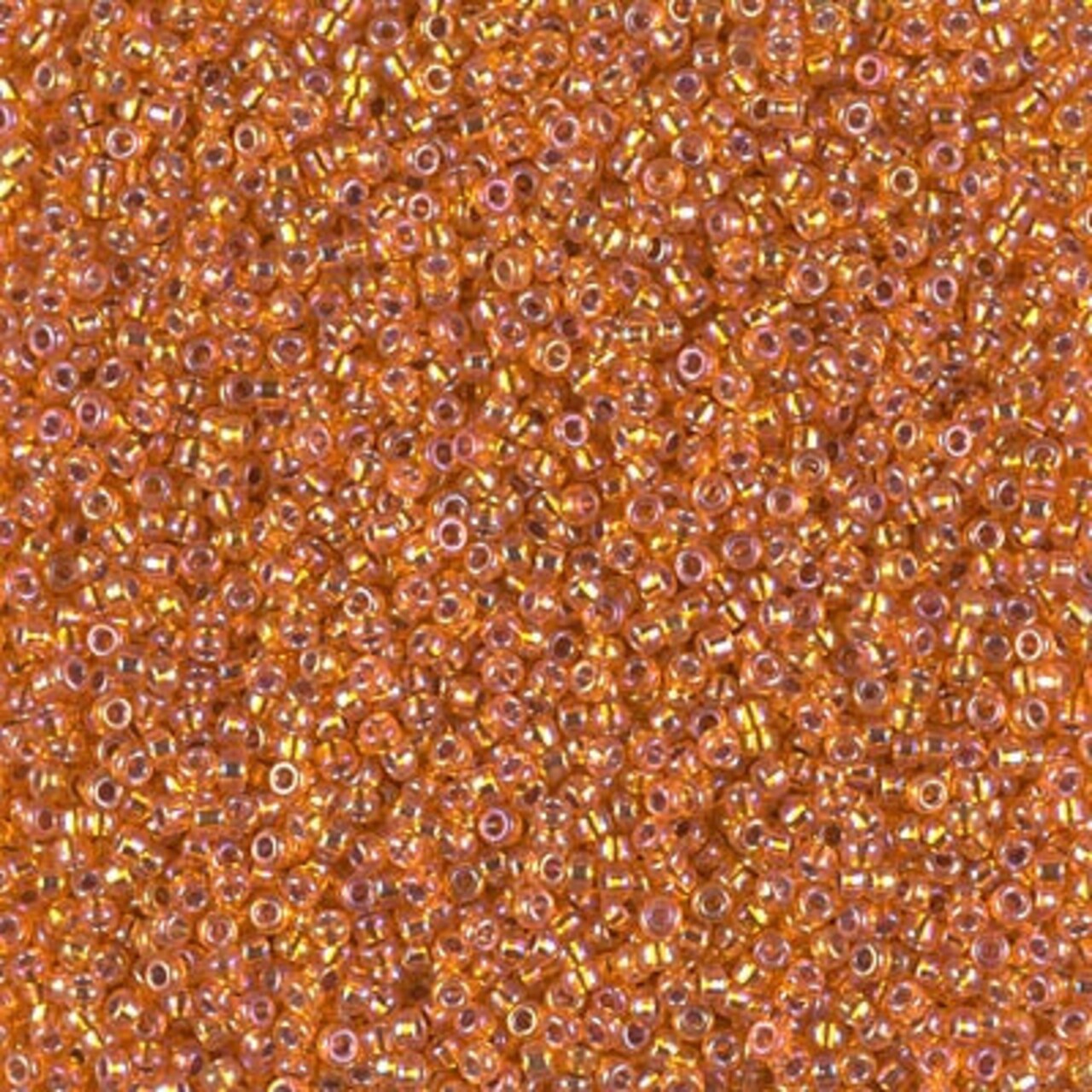 Miyuki 15/0 Round Seed Bead, 15-1008, Silverlined Orange AB, 8 grams